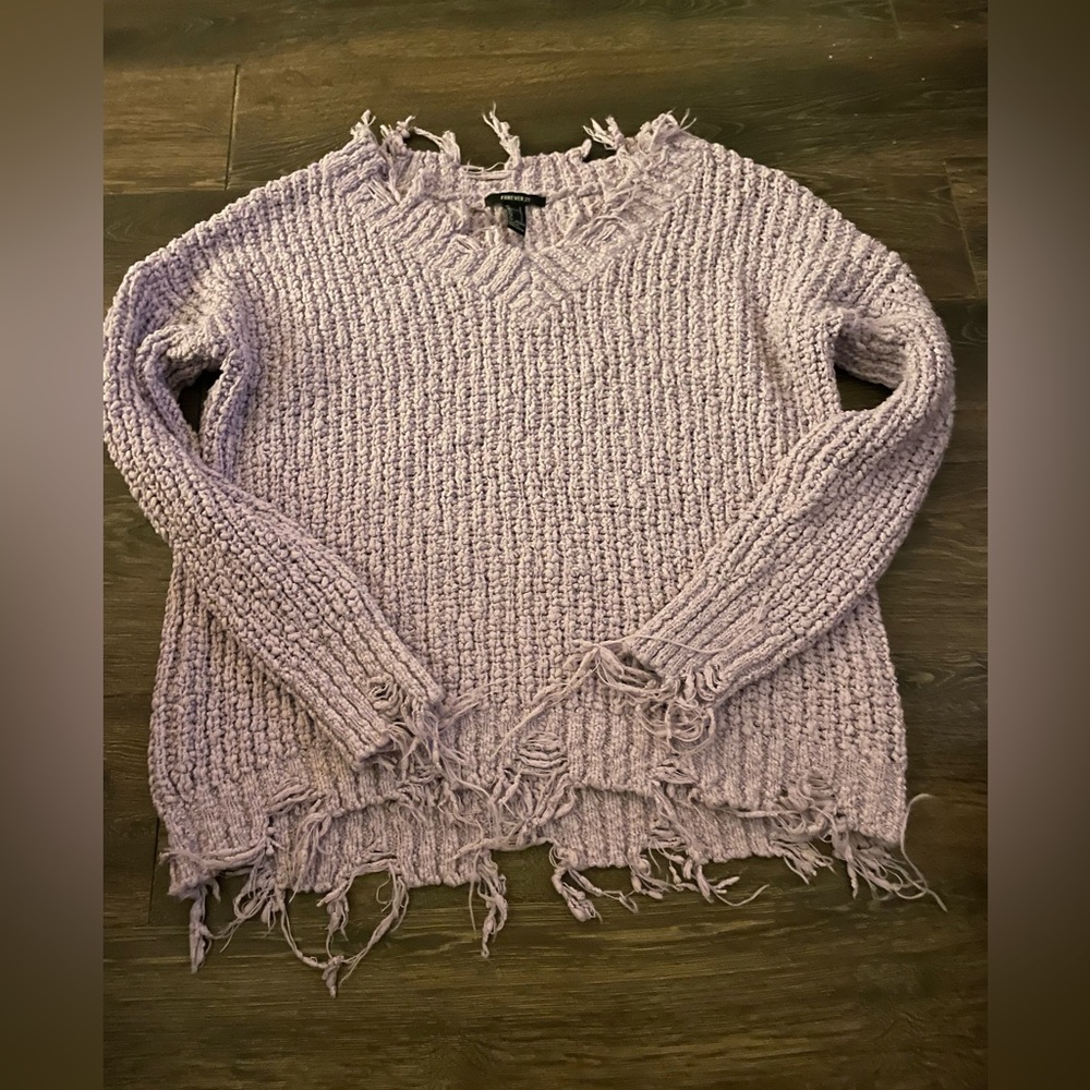 Forever 21 Purple Distressed Sweater